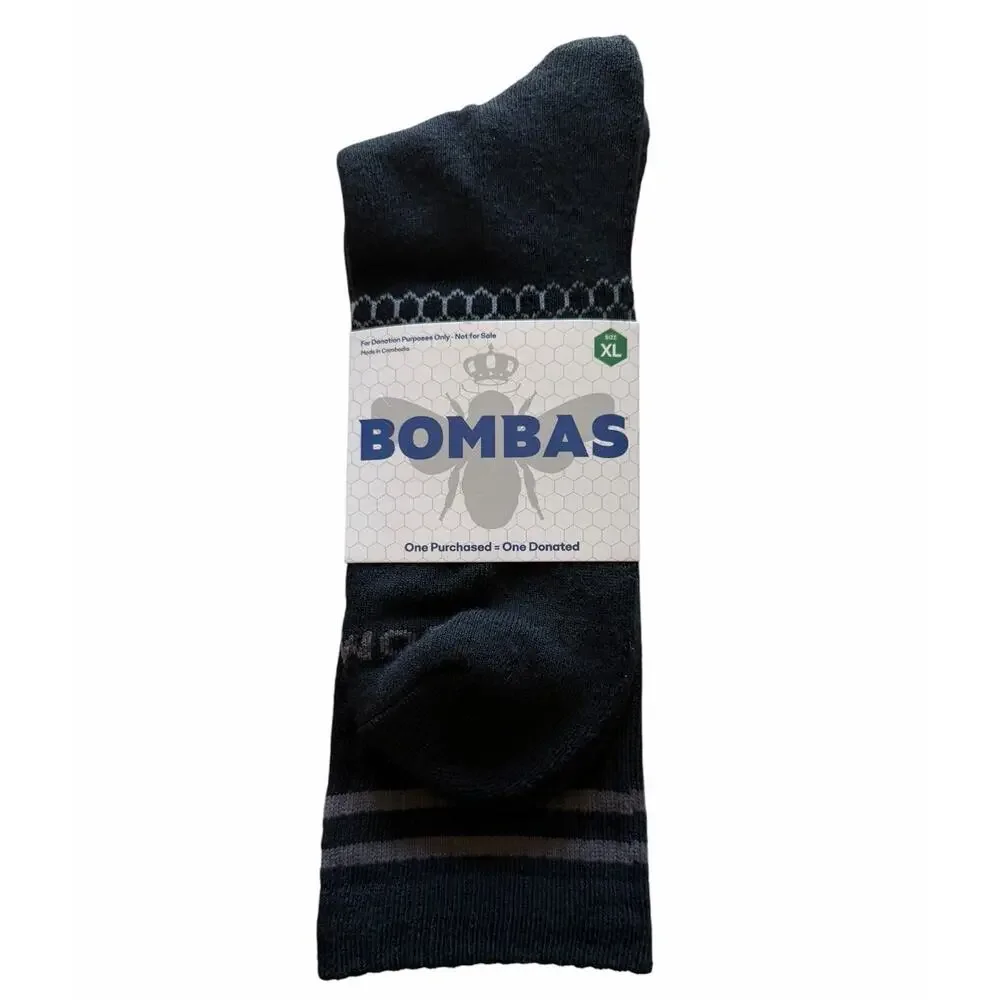Bombas Men’s XL Performance Crew Sock Bundle 3 Pair Black Athletic NIP